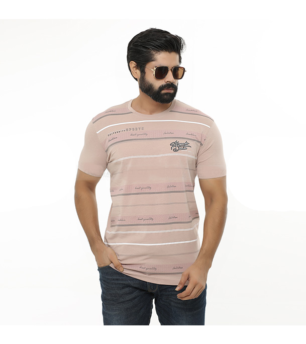 Cotton Casual Short Sleeve T-shirts for Men - Beige 