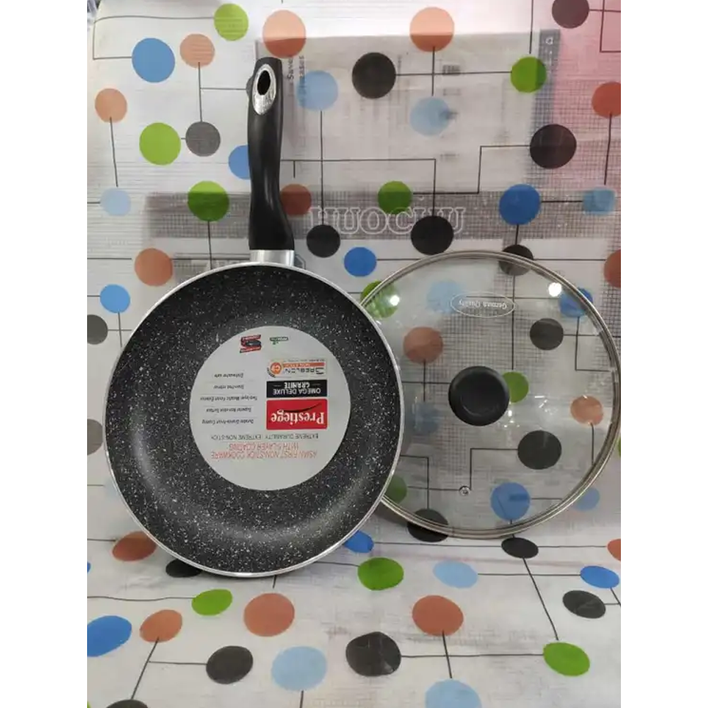 Prestiege Marble Coating Non Stick Fry Pan With Lid - 26Cm