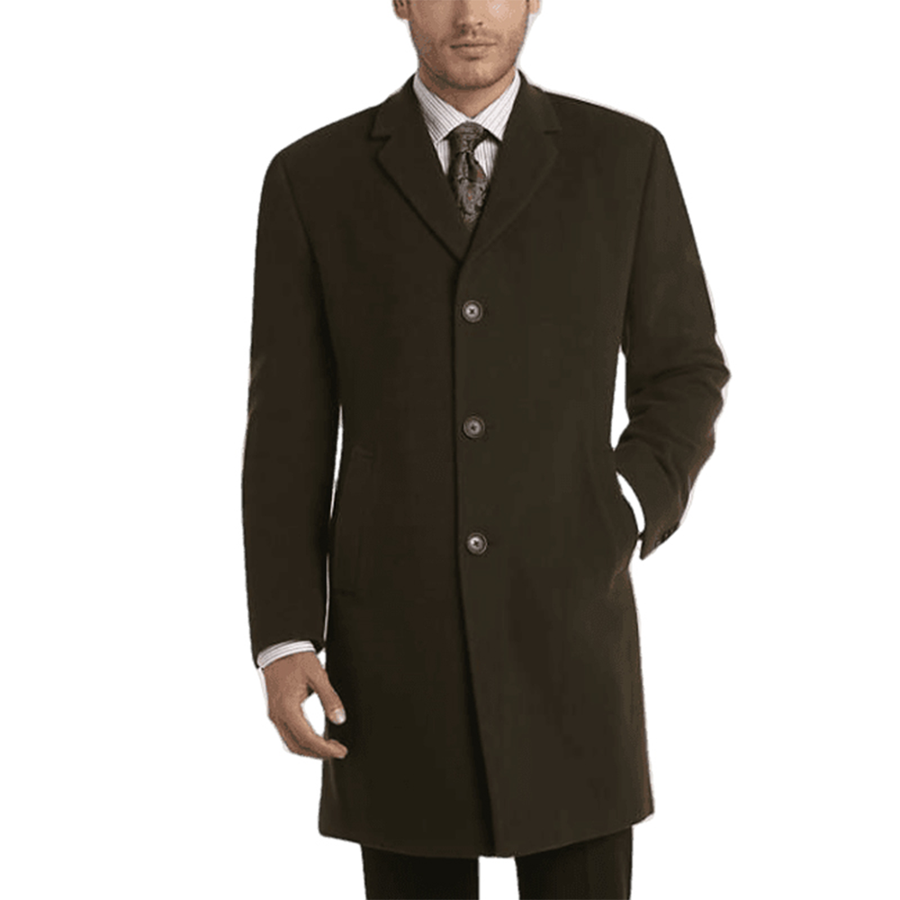 Blended Casual Winter Long Coat For Men - Olive - LC-21-A