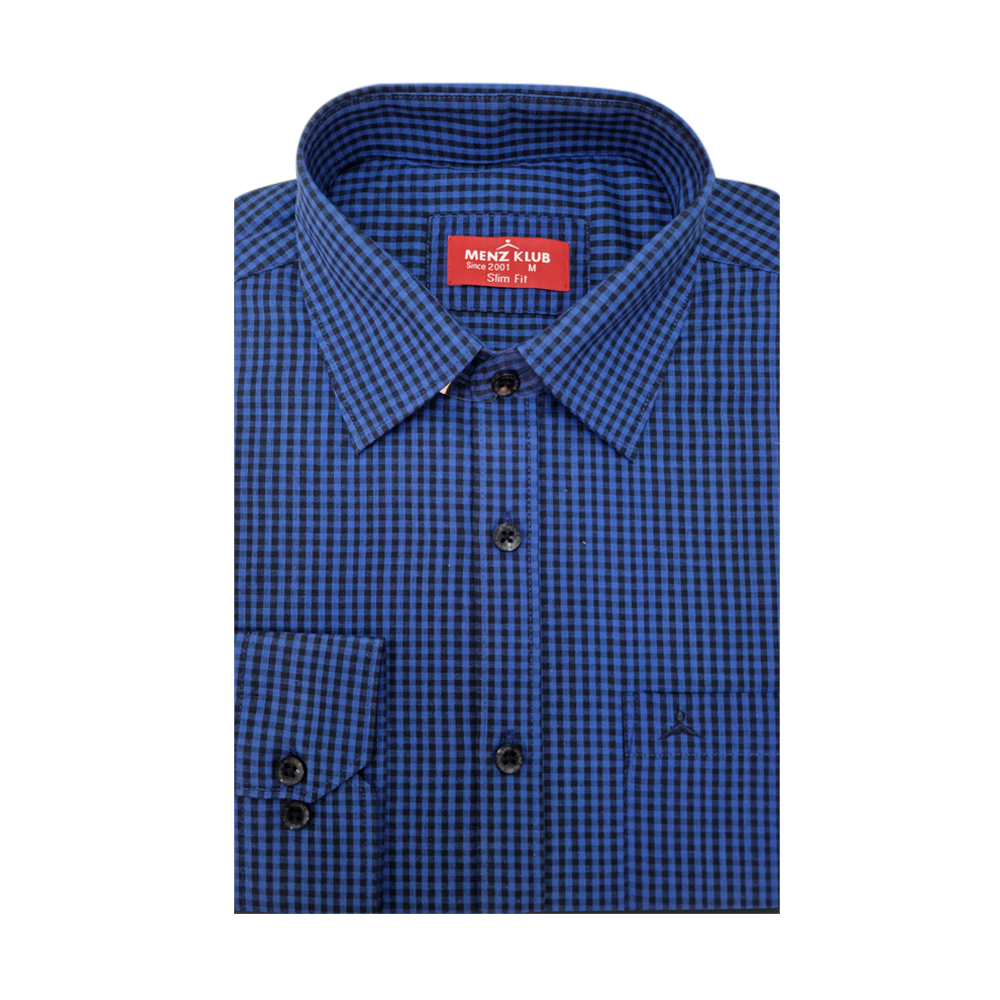 Menz Klub Cotton Full Sleeve Shirt For Men - Blue - 2244