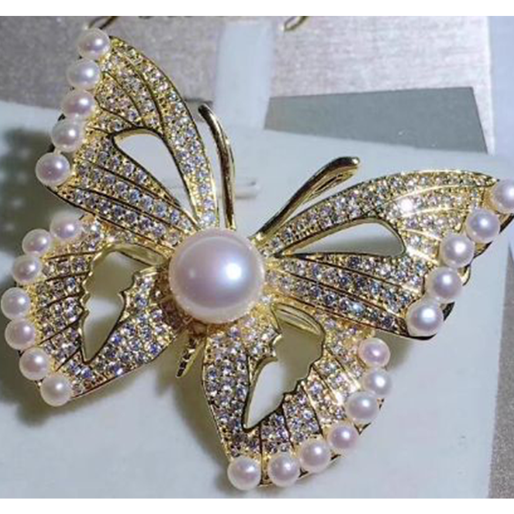 Metal Butterfly Brooch Hijab Safety Pin For Girls And Women - Rose Gold