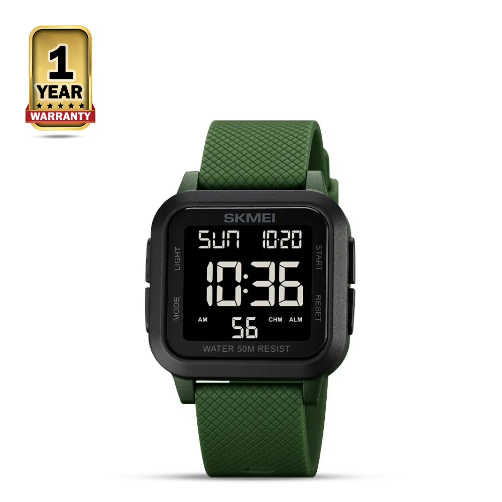 SKMEI 1894 PU Square Waterproof Sports Watch For Men - Black and Green