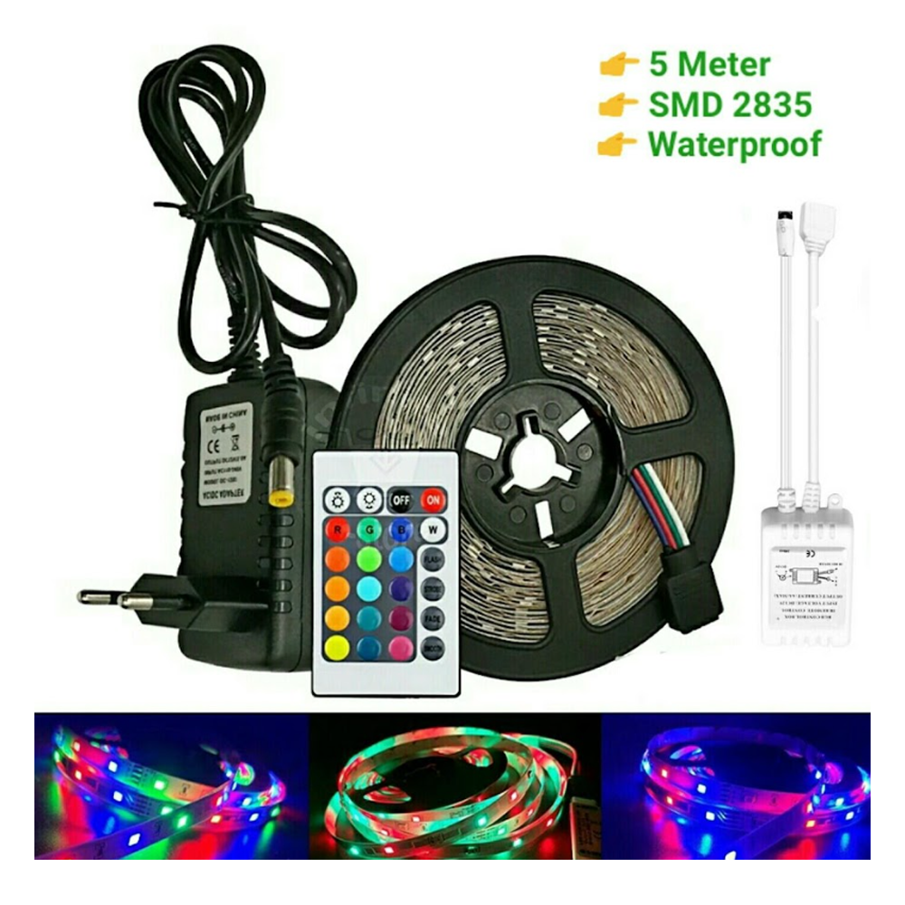 SMD 2835 DC 12V RGB LED Strip Light With Remote - 5 Meter