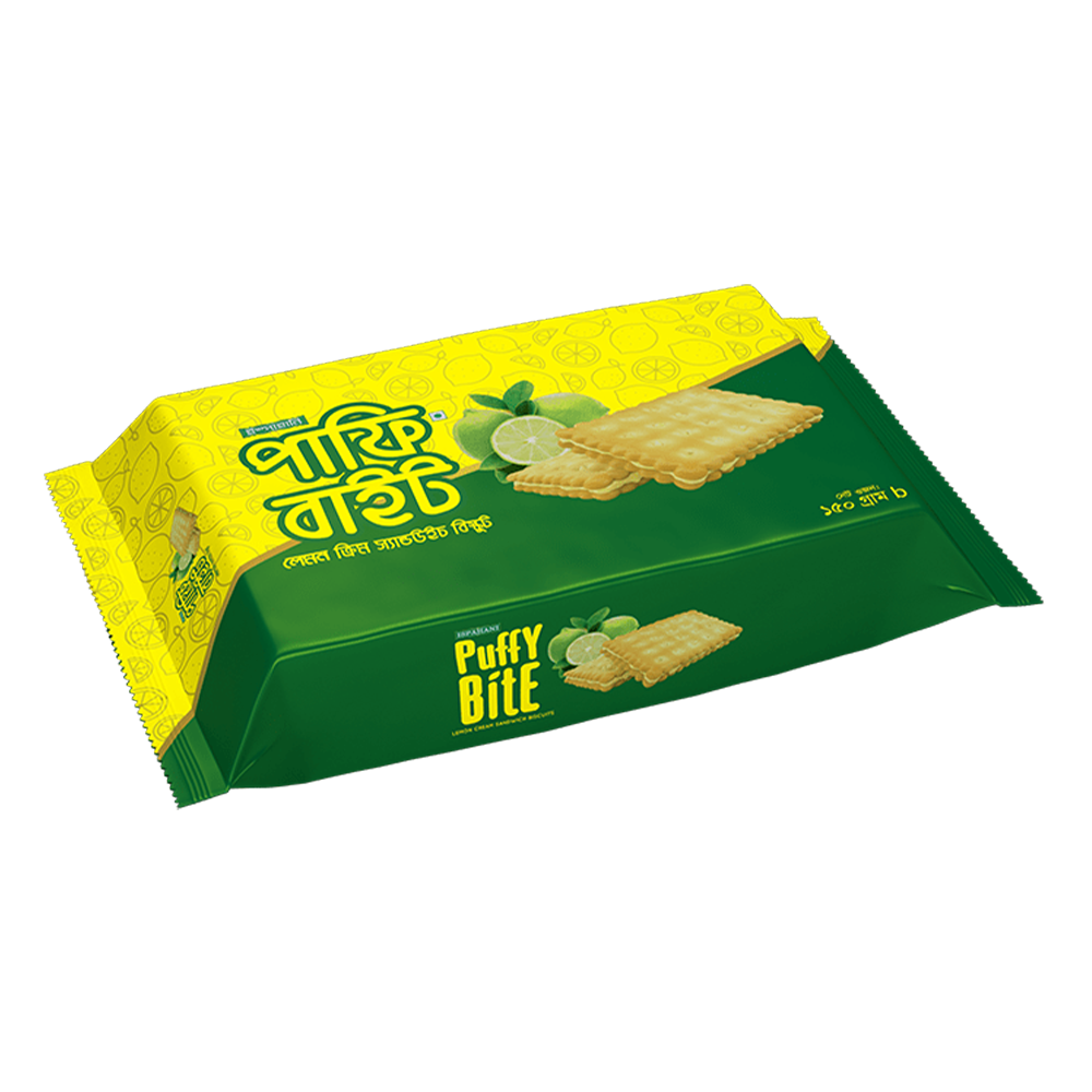 Ispahani Puffy Bite Lemon Cream Biscuits - 150gm