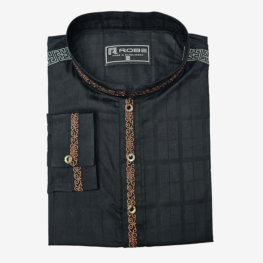 Indian Cotton Embroidery Panjabi For Men - Multicolor - 7608