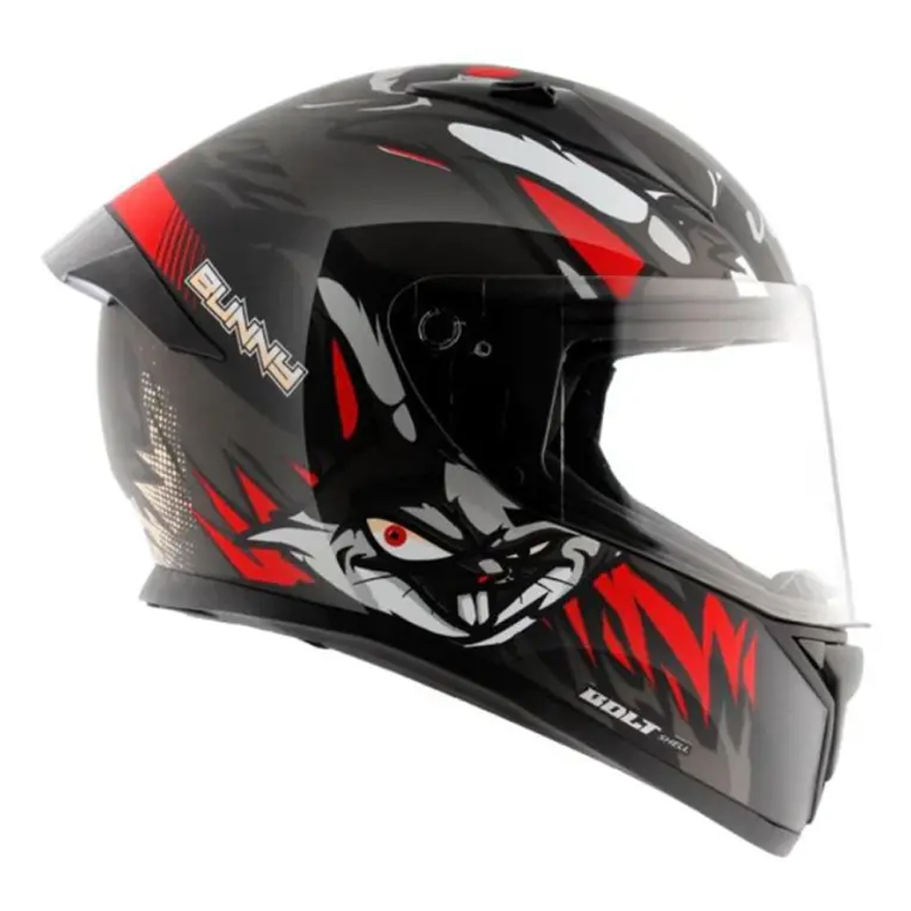 Vega Bolt Bunny Full Face Bike Helmet - Black and Red