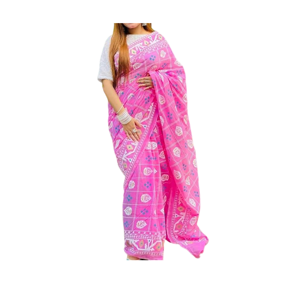 Half Silk Screen Print Saree For Woman - Multicolor