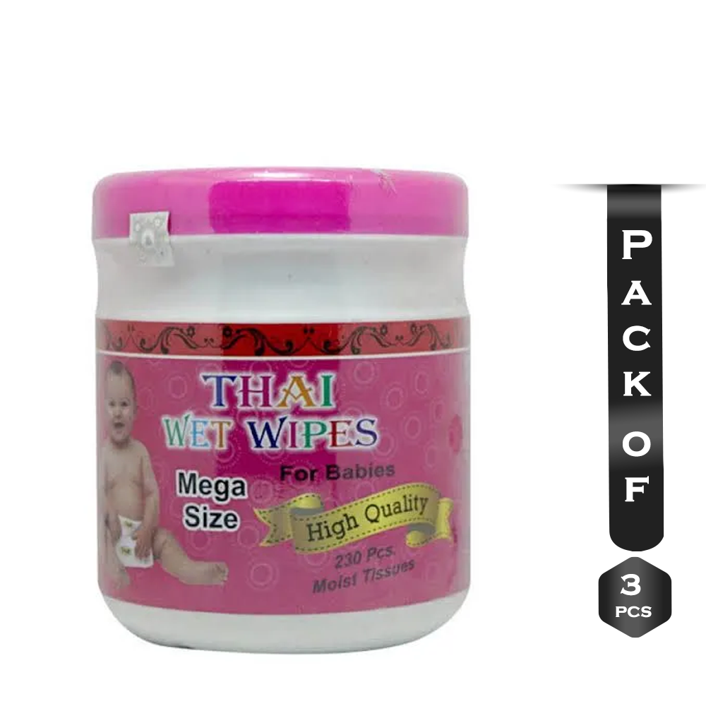 Pack of 3 Pcs Thai Wet Wipes Mega Size - 3x230pcs 