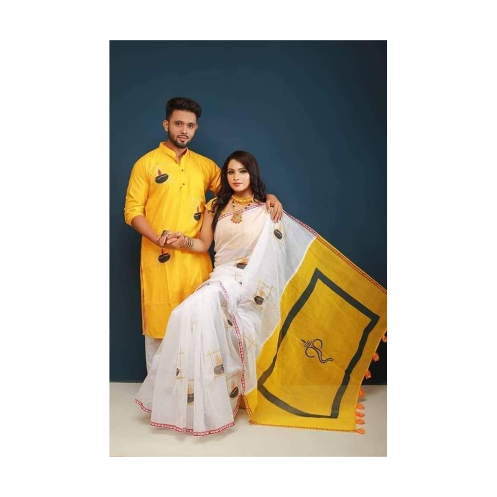 Gorgeous Half Silk Saree and Dhupian Silk Panjabi For Couple Set - BAN021