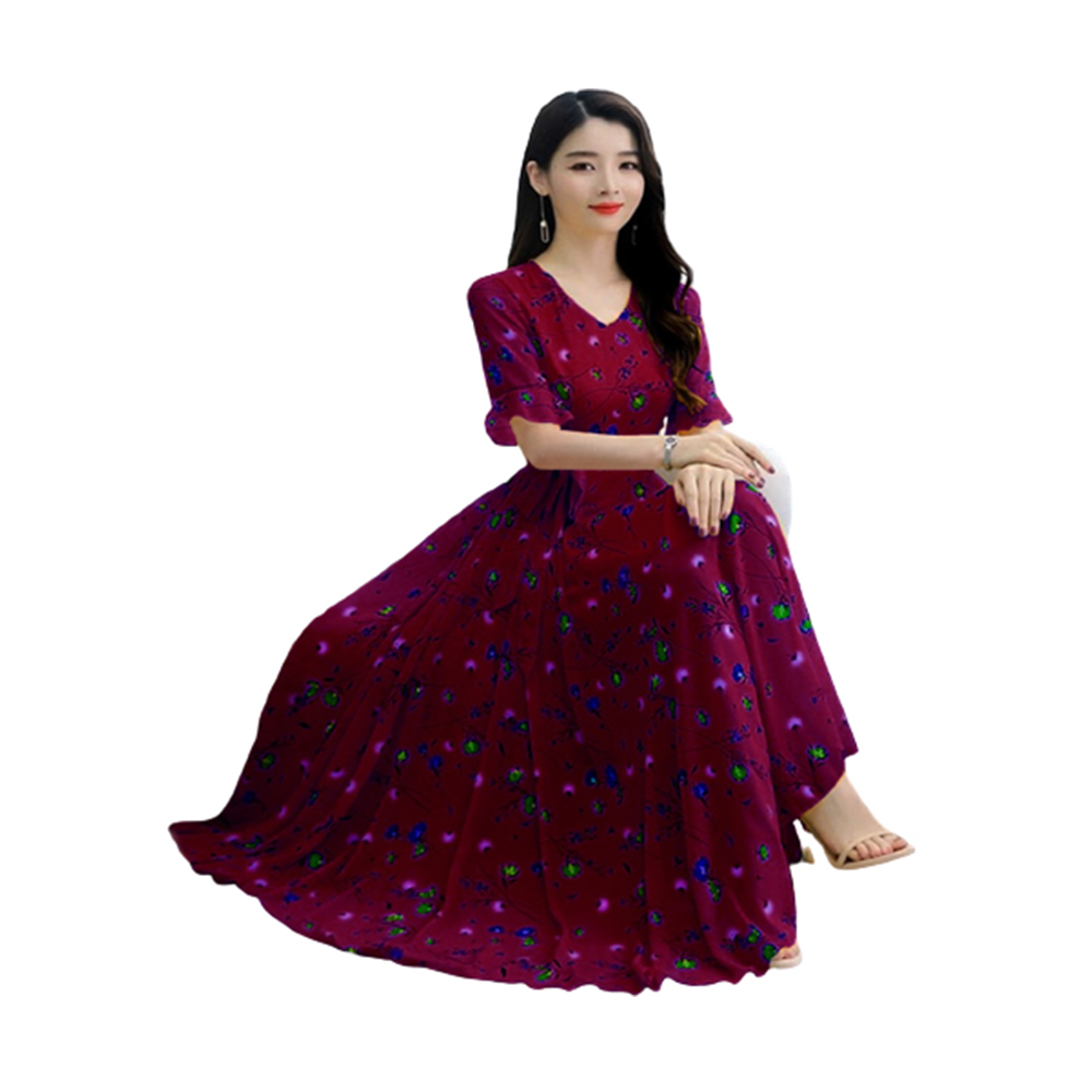 China Lenin 3D Print Long Kurti Gown For Women - G-M16 - Maroon