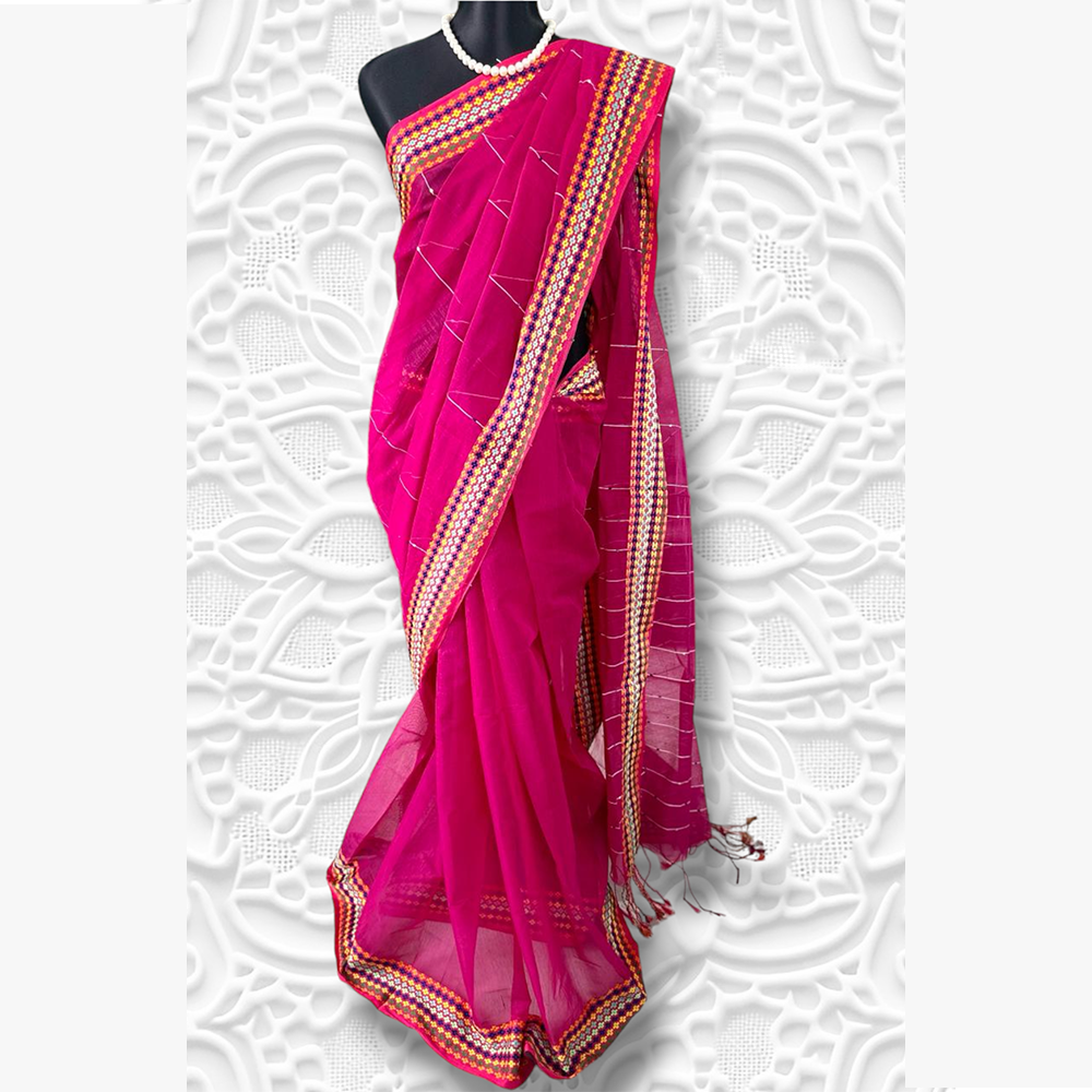 Half Silk Saree for Women - Crimson