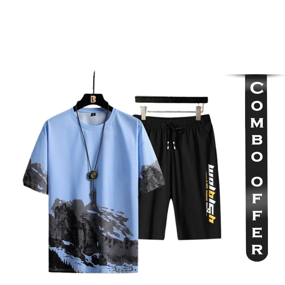 Combo of PP T-Shirt and Half Pant Set For Men - Multicolor - T3-N14