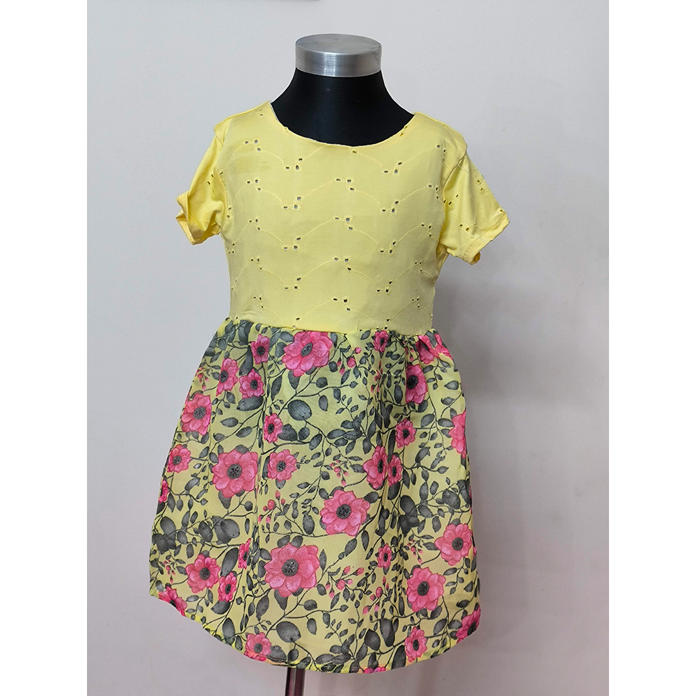 Cotton Frock for Baby Girls - Yellow - HP-05-GPF