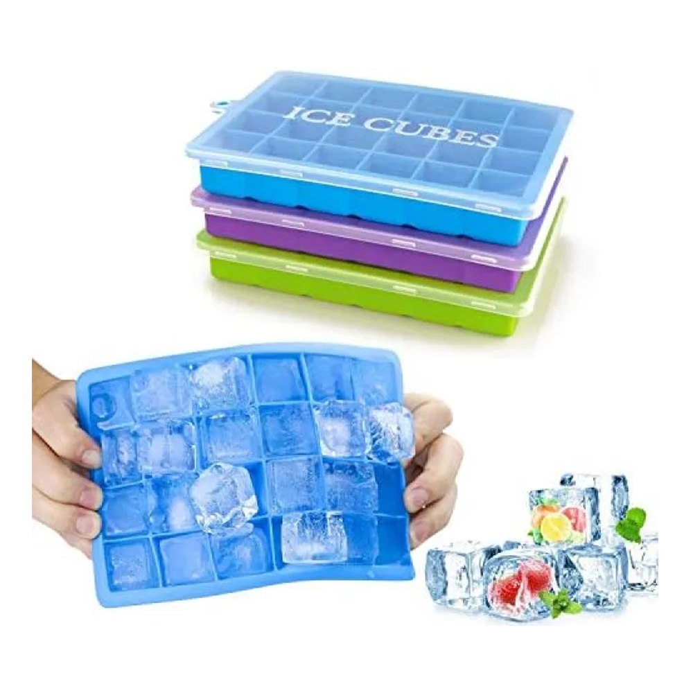 Ice Cube Tray With Lid 24 Ice Box - Multicolor