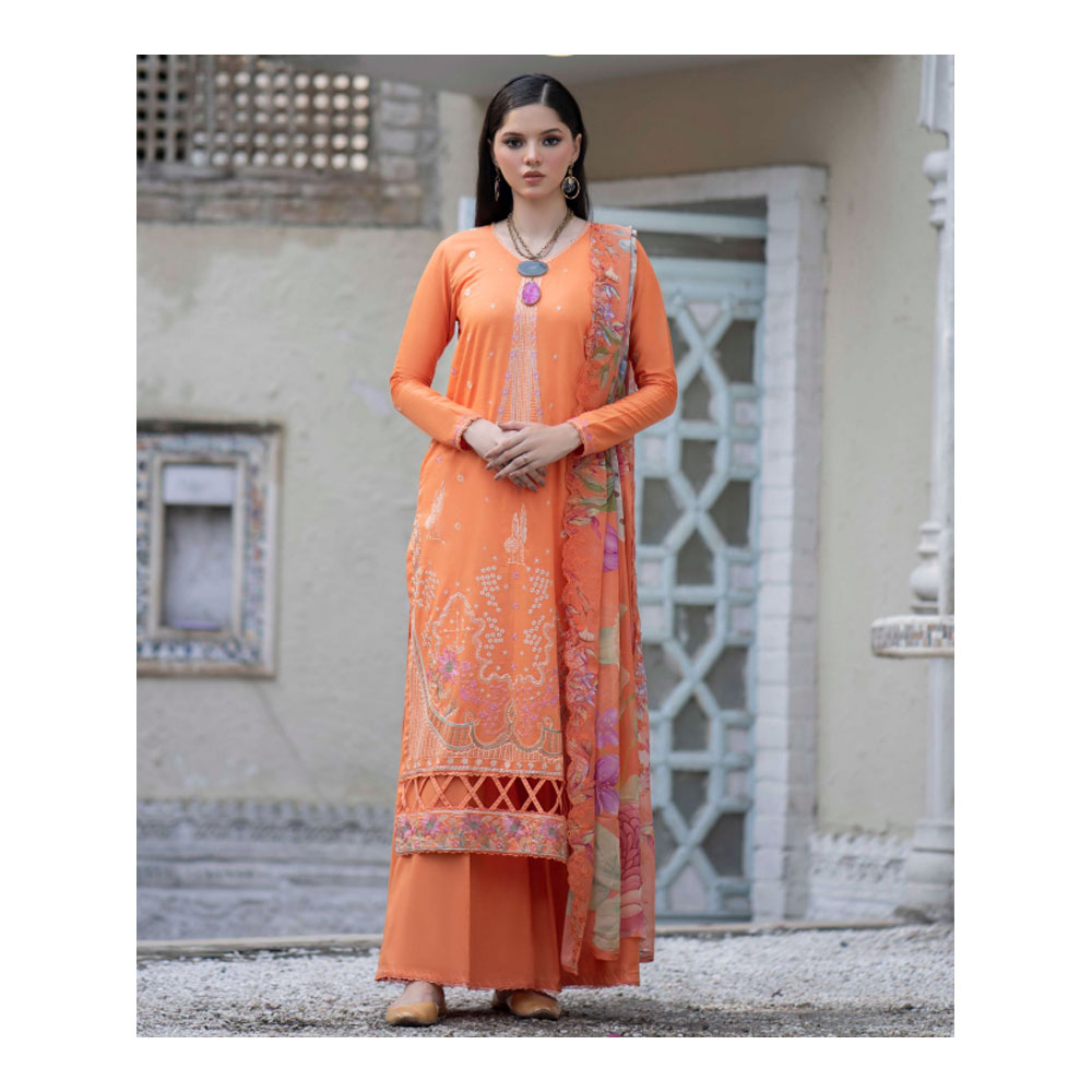 Embroidered Salwar Kameez  for Women - Orange - HP-3PP-303 (1 Pc Ring Free)