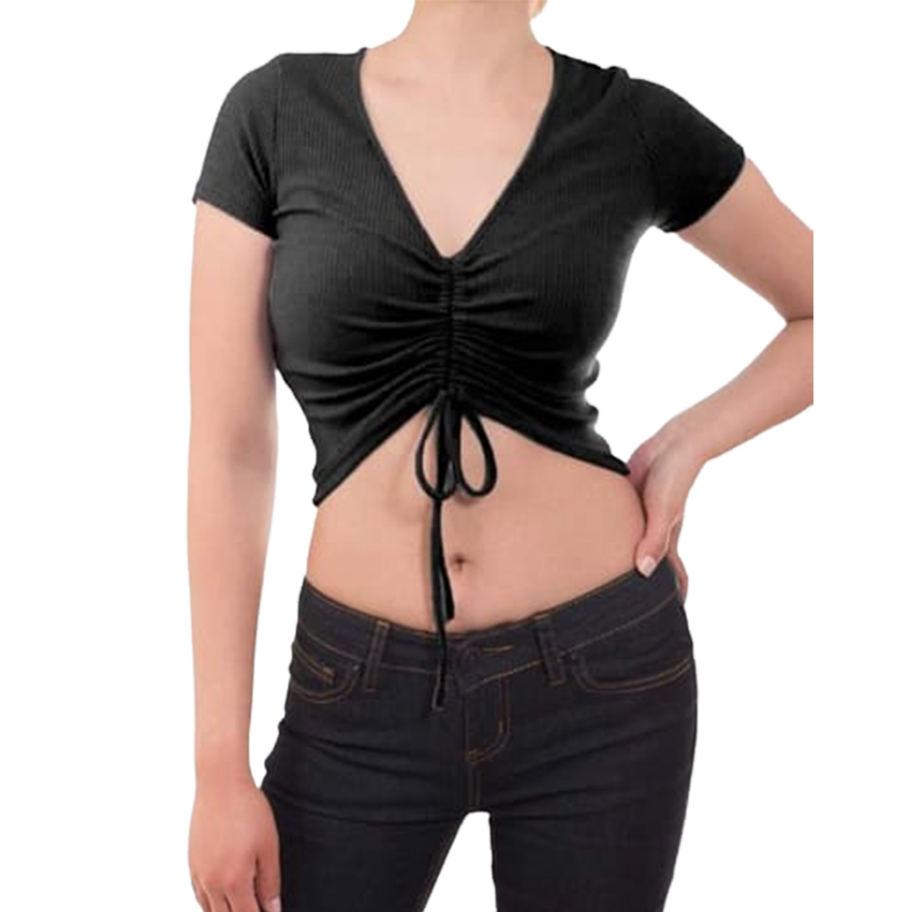 Cotton Crop Tops Full Sleeve Blouse For Women - Black - TP-25