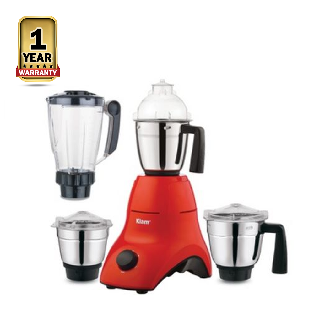 Kiam 4 in 1 Mixer Blender and Grinder - 750 watt - Silver and Red