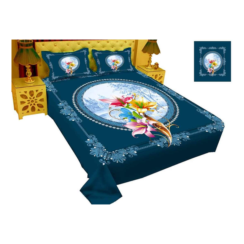 Cotton Bed Sheet With Two Pillow Covers Multicolor Cod 102