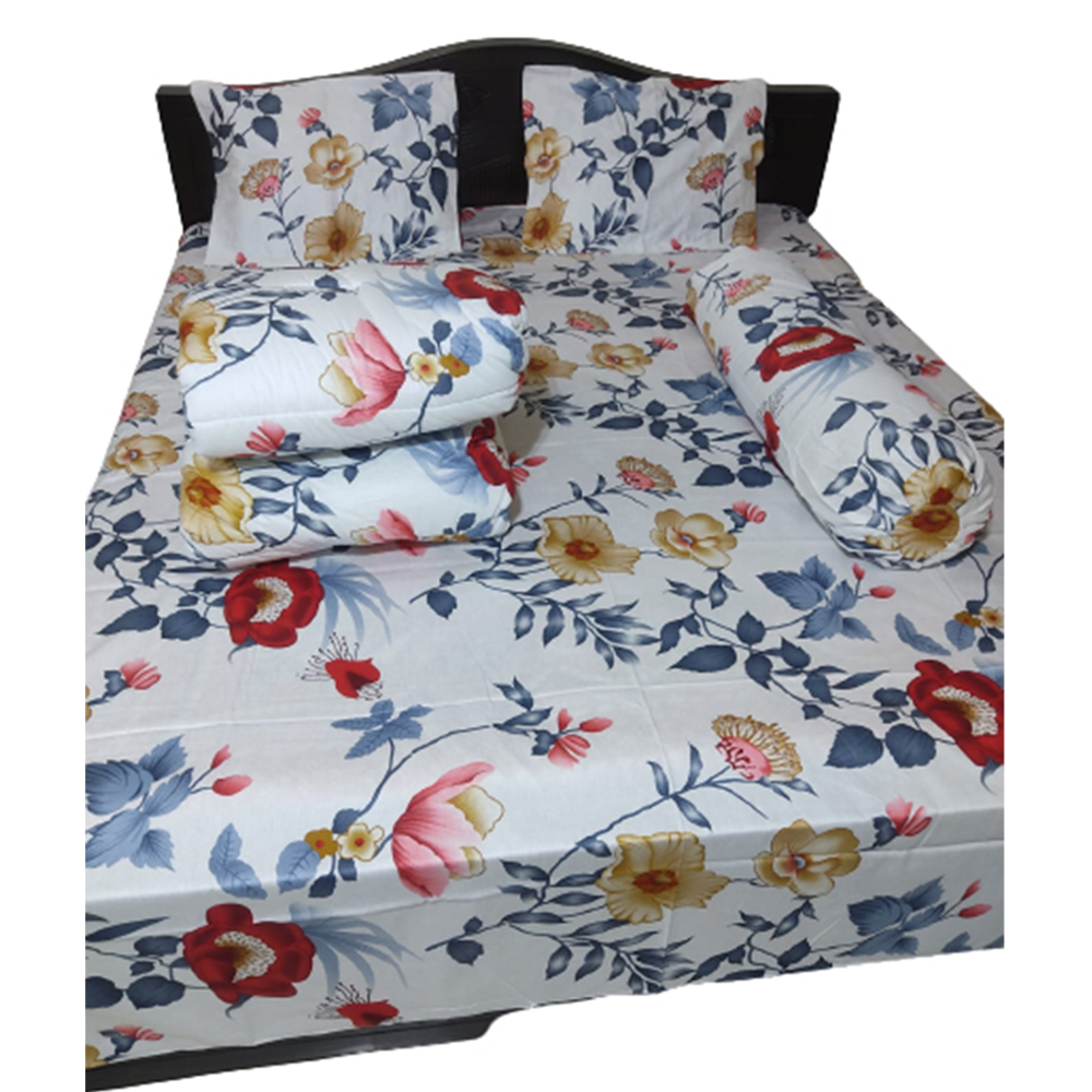 Twill Cotton King Size Five In One Comforter Set - Multicolor - CMT-014