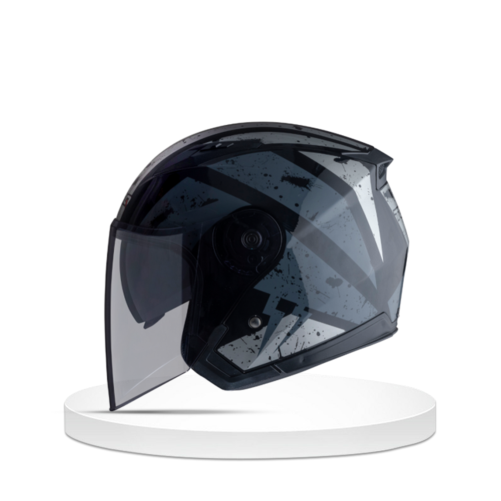 Torq Atom Leak Half Face Helmet - M Size - Glossy Grey and Black - APBD1018