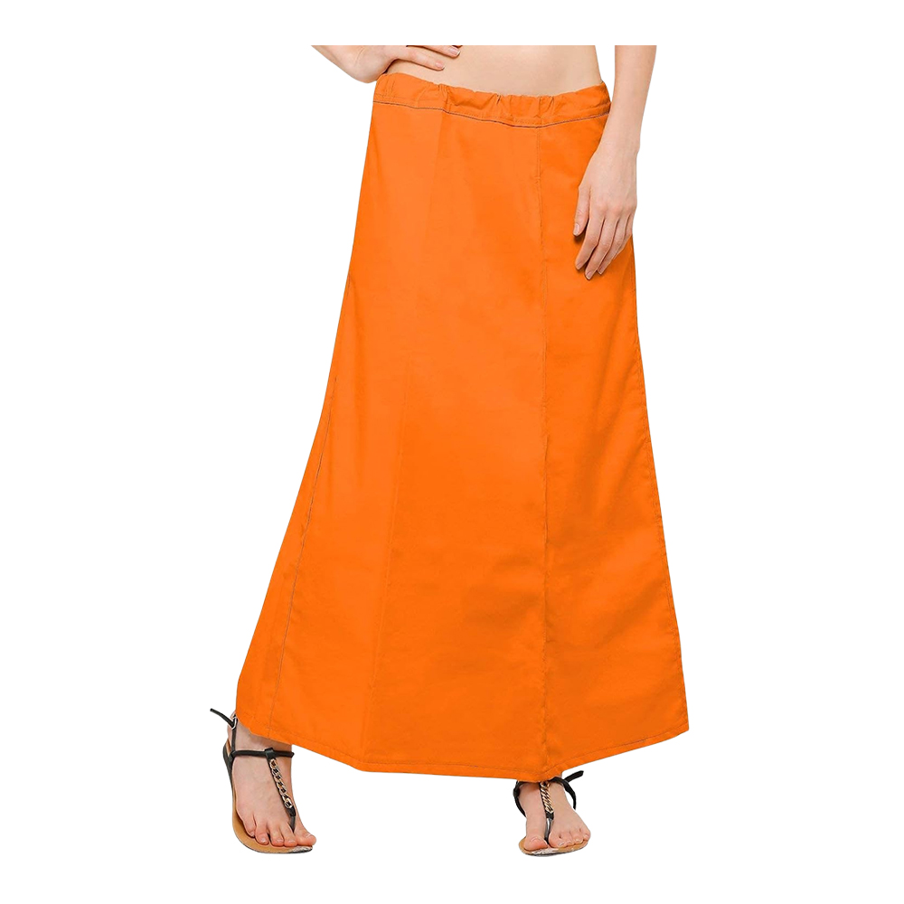 Cotton Saree Petticoat for Women - Light Orange - XL