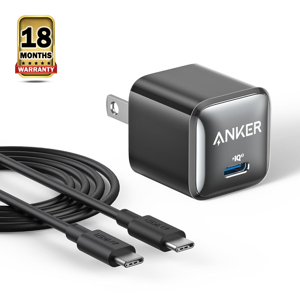 Anker 511 Nano Pro Power Port III Cube Charger with USB-C to C Cable - 20watt - Black