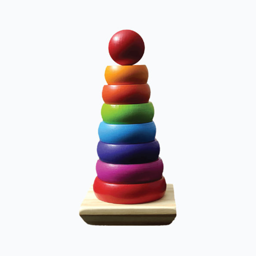 Wooden Rainbow Tower - Multicolor