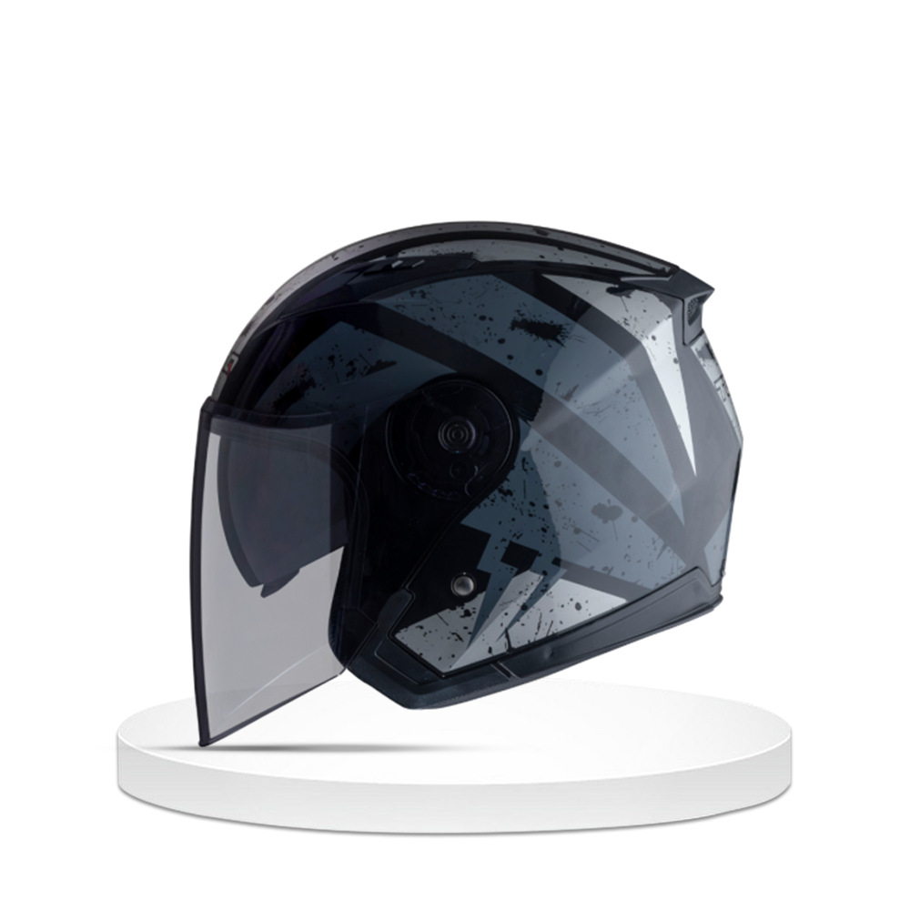 Torq Atom Half Face Leak Helmet - M Size - Glossy Grey and Black