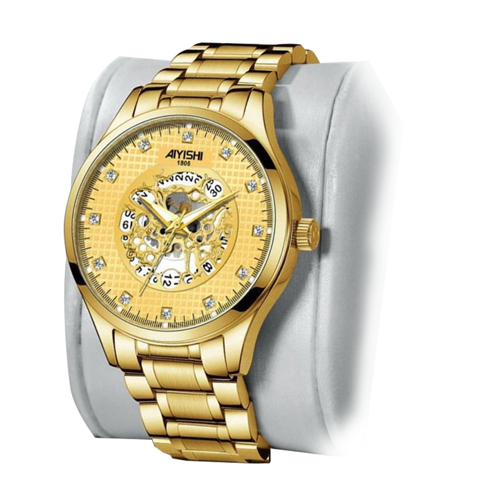 AIYISHI Skeleton 4466 Wrist Watch For Men - Golden