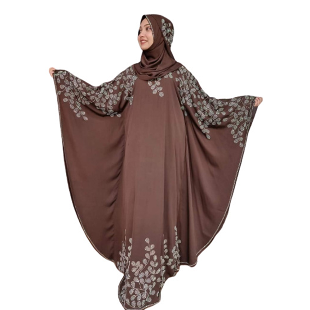 Dubai Cherry Abaya Hijab Borkha - Brown - BK-P20