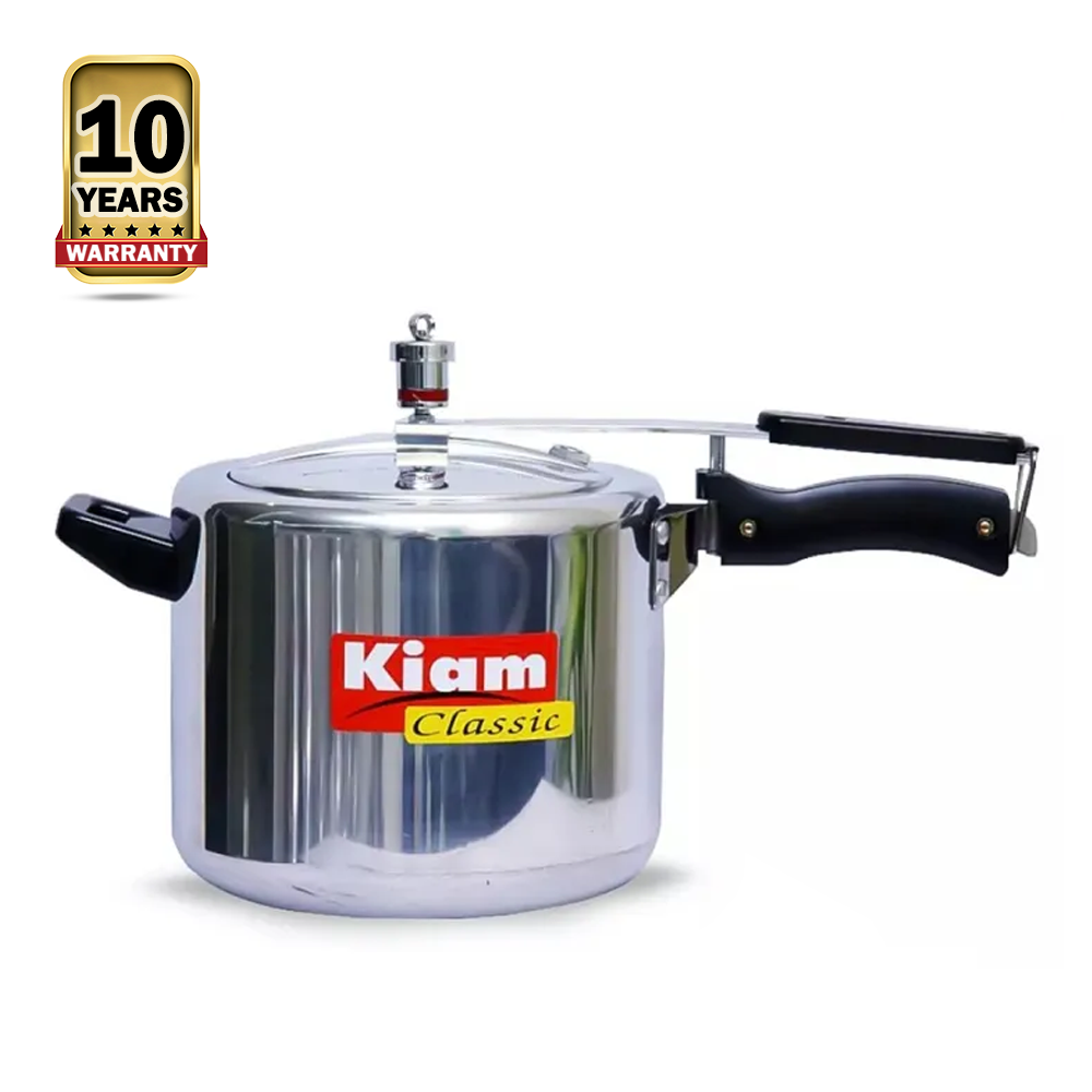 Kiam Classic Pressure Cooker With Extra Gasket Safety Valve -  5.5 Liter - Silver 