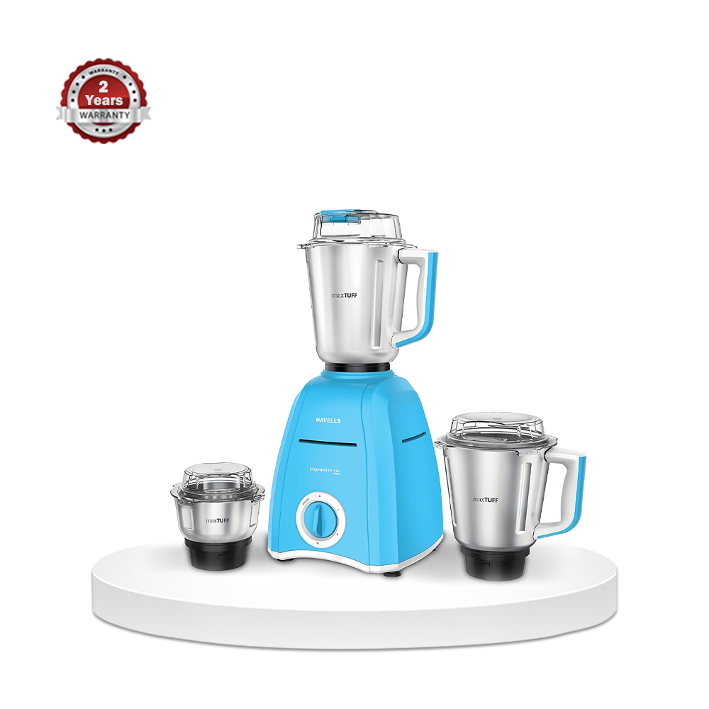 Havells Momenta NV-750W Mixer Grinder 3 SS Jars - Sky Blue