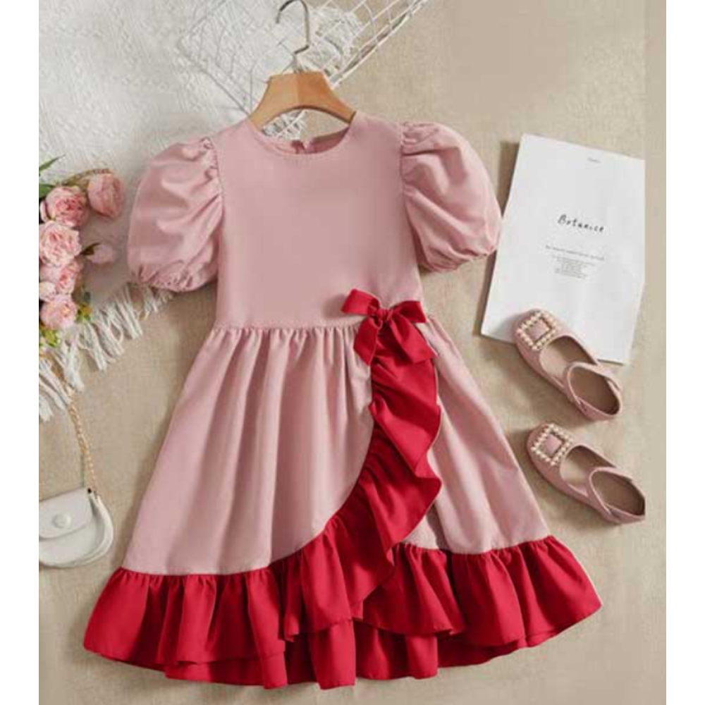 Dubai Cherry Frock for Girls - Light Pink - 204