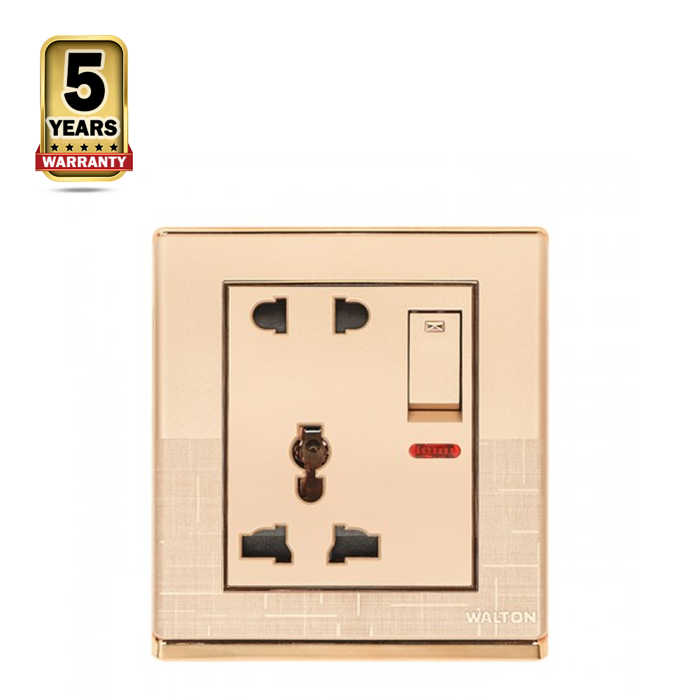 Walton WF5PS 5 Pin Socket with Switch Golden