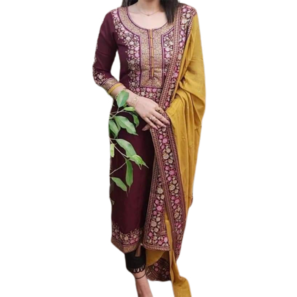 Unstitched Cotton Skin Print Salwar Kameez For Women - Multicolor - 3C-93