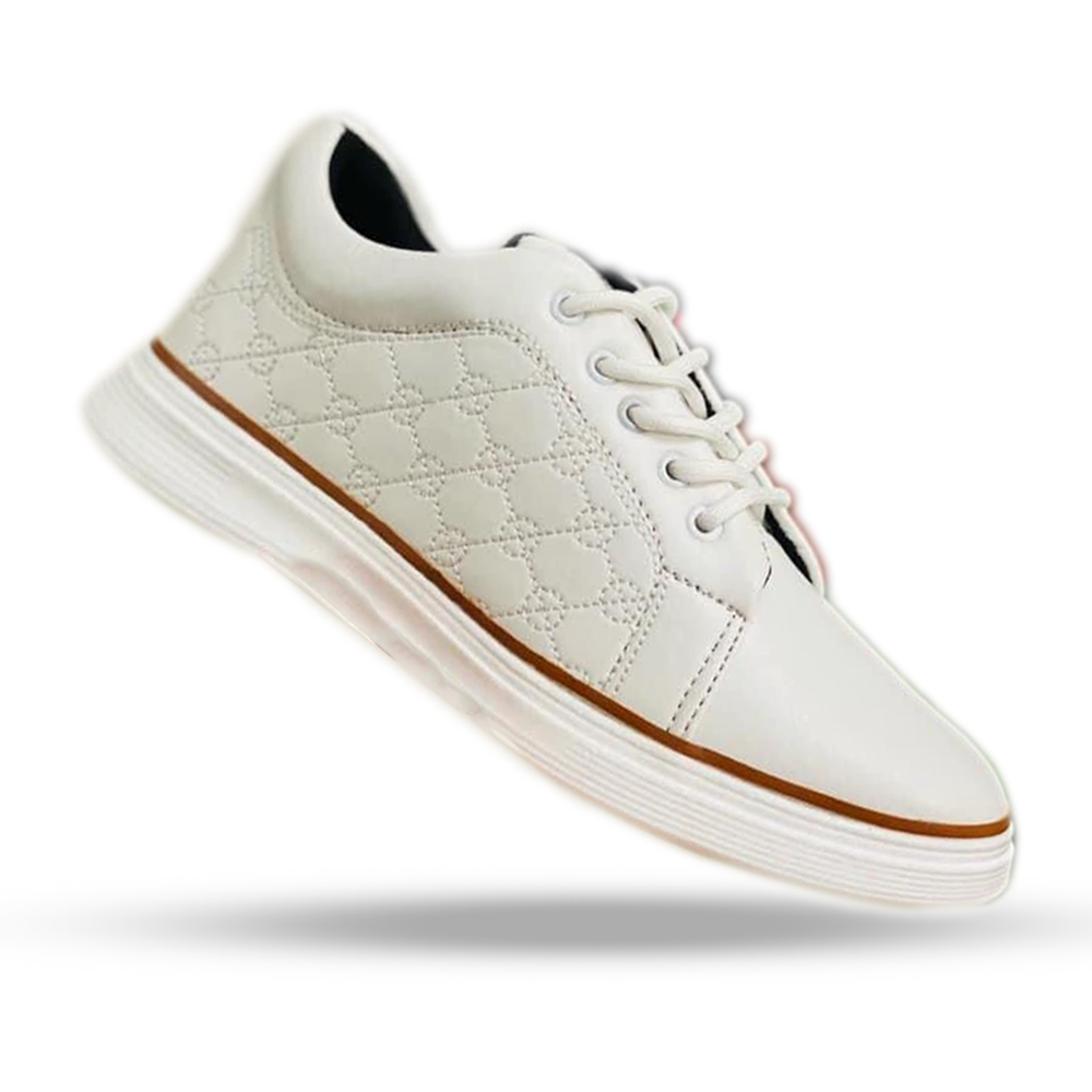 PU Leather Sneakers For Men - White - skb9