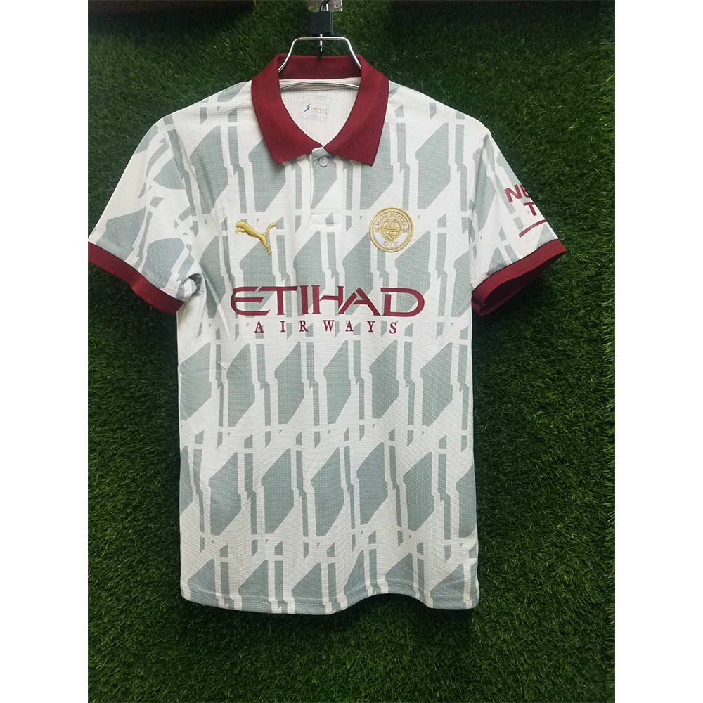 Manchester City FC 23-24 Mesh and Polyester Half Sleeve Jersey - Off White