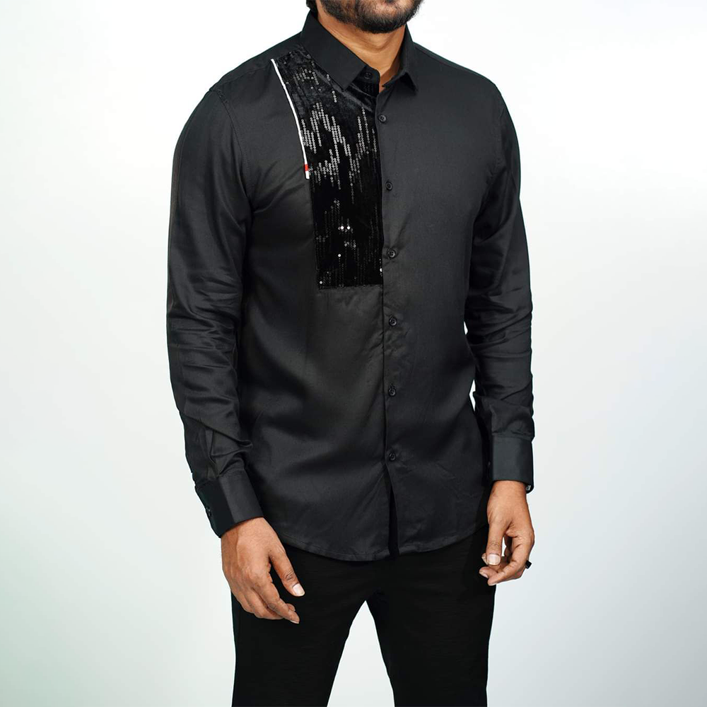 Cotton Full Sleeve Casual Shirt For Men - Black - UT-11