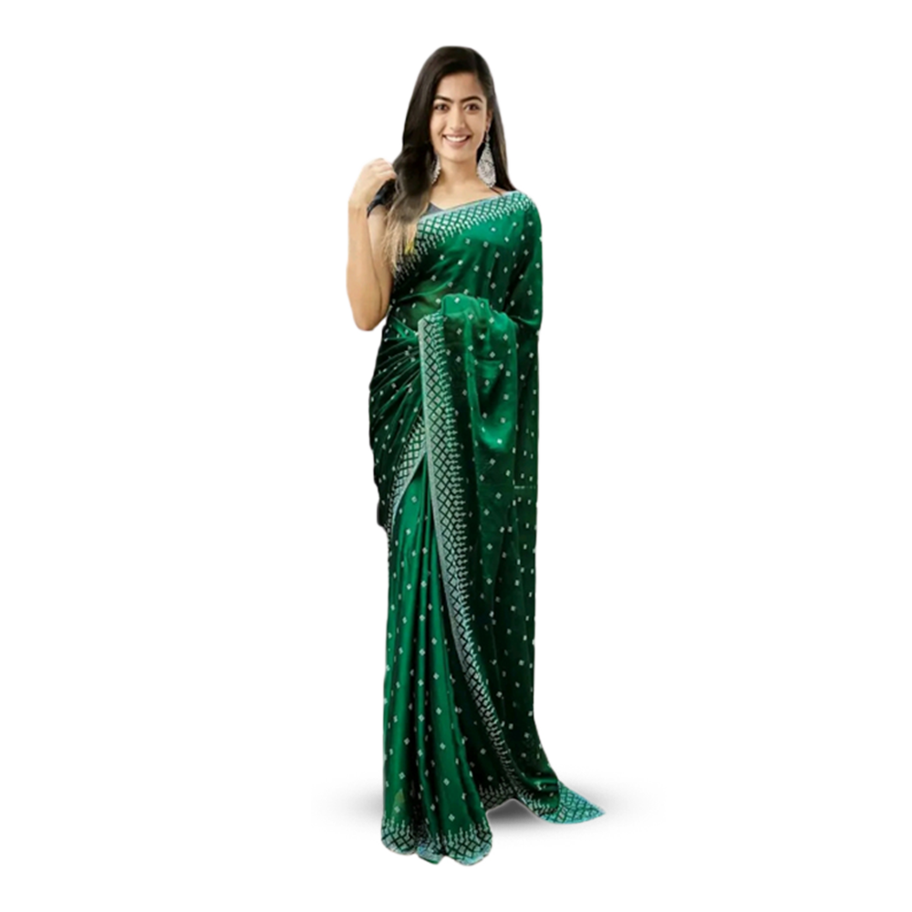 Soft Weightless Georgette Saree With Blouse Pieces for Women - Green - SJ-16