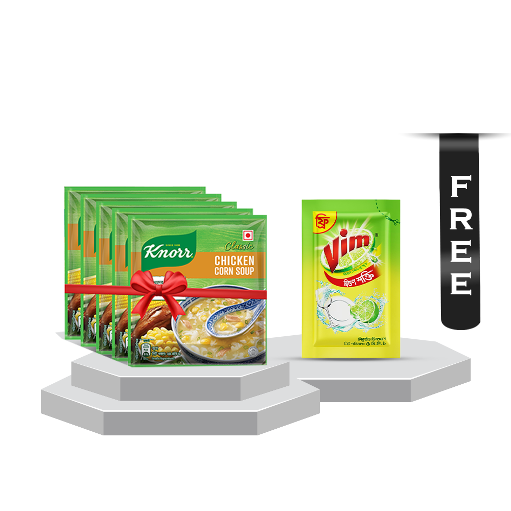 Pack of 5 Pcs Knorr Chicken Corn Soup - 24g With Vim Liquid Dish Washer ...