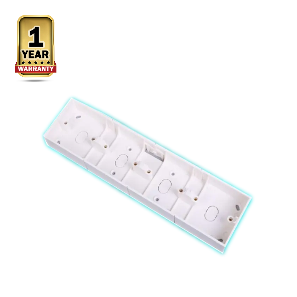 PVC Heavy Duty Mk Type 4 Gang Wall Switch Back Cover Box - White