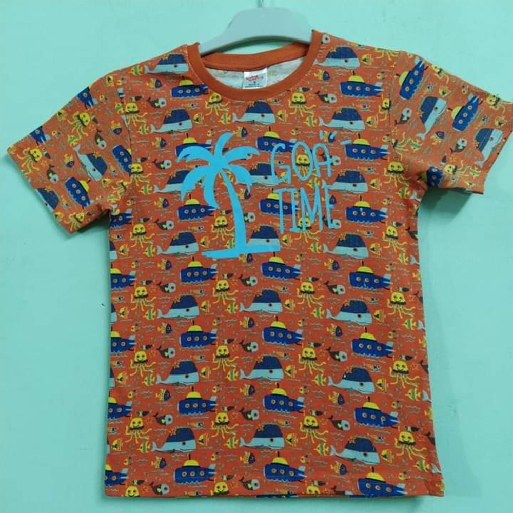 Cotton T-Shirt For Baby Boys - Orange - HP-04-BTS