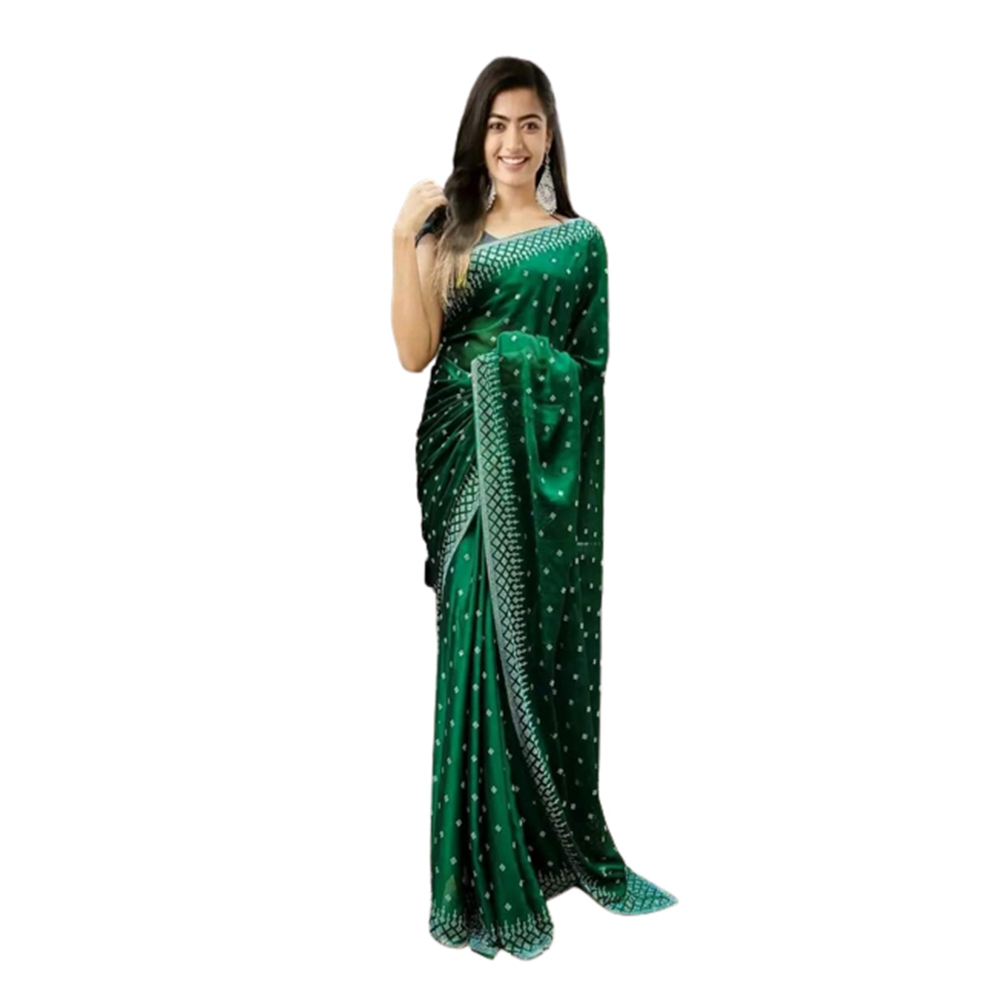 Soft Weightless Georgette Saree With Blouse Piece For Women - Teal - SJ-38