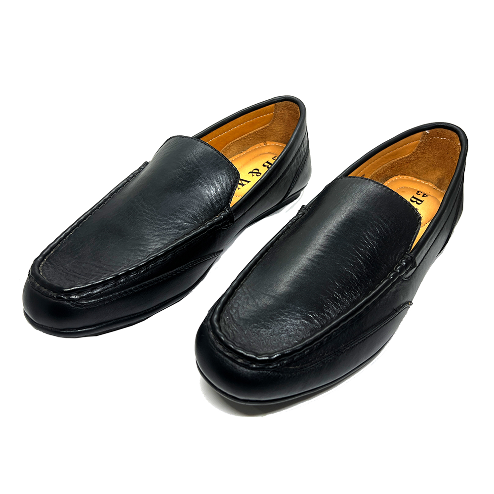 B&W Leather Loafer Shoe For Men - Black - BW20476