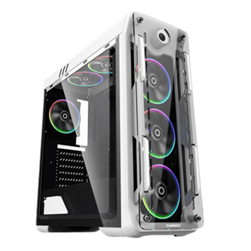 GameMax Optical Mid Tower ATX 4 x ARGB Fans PC Gaming Case, Acrylic White