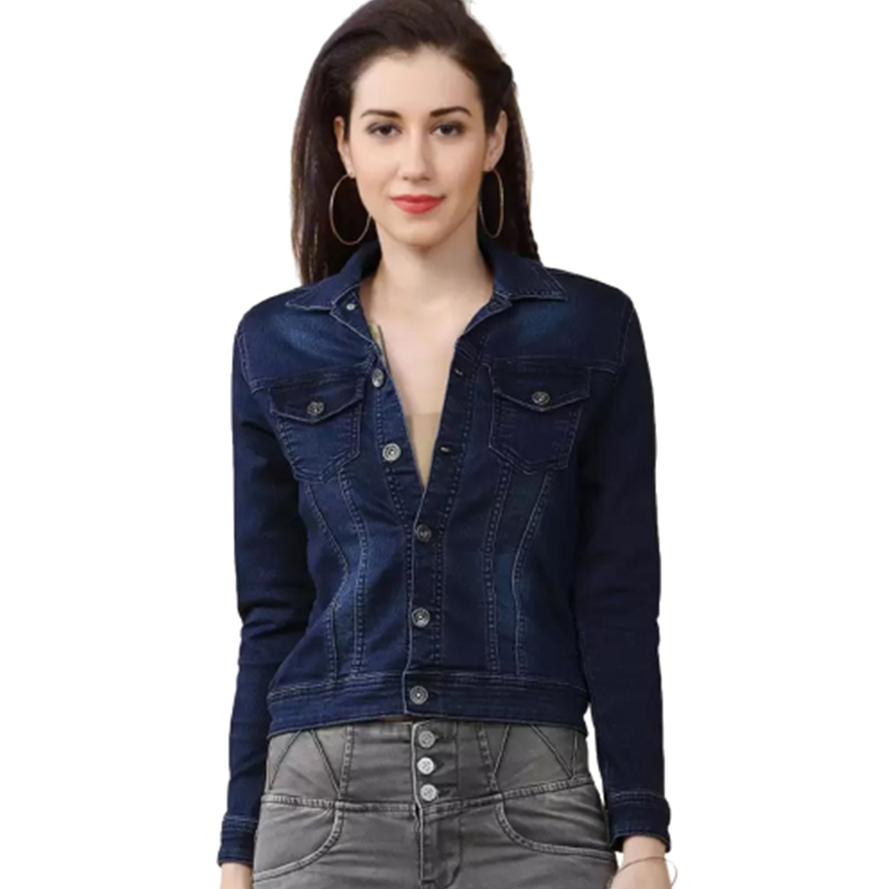 Navy blue outlet denim jacket ladies