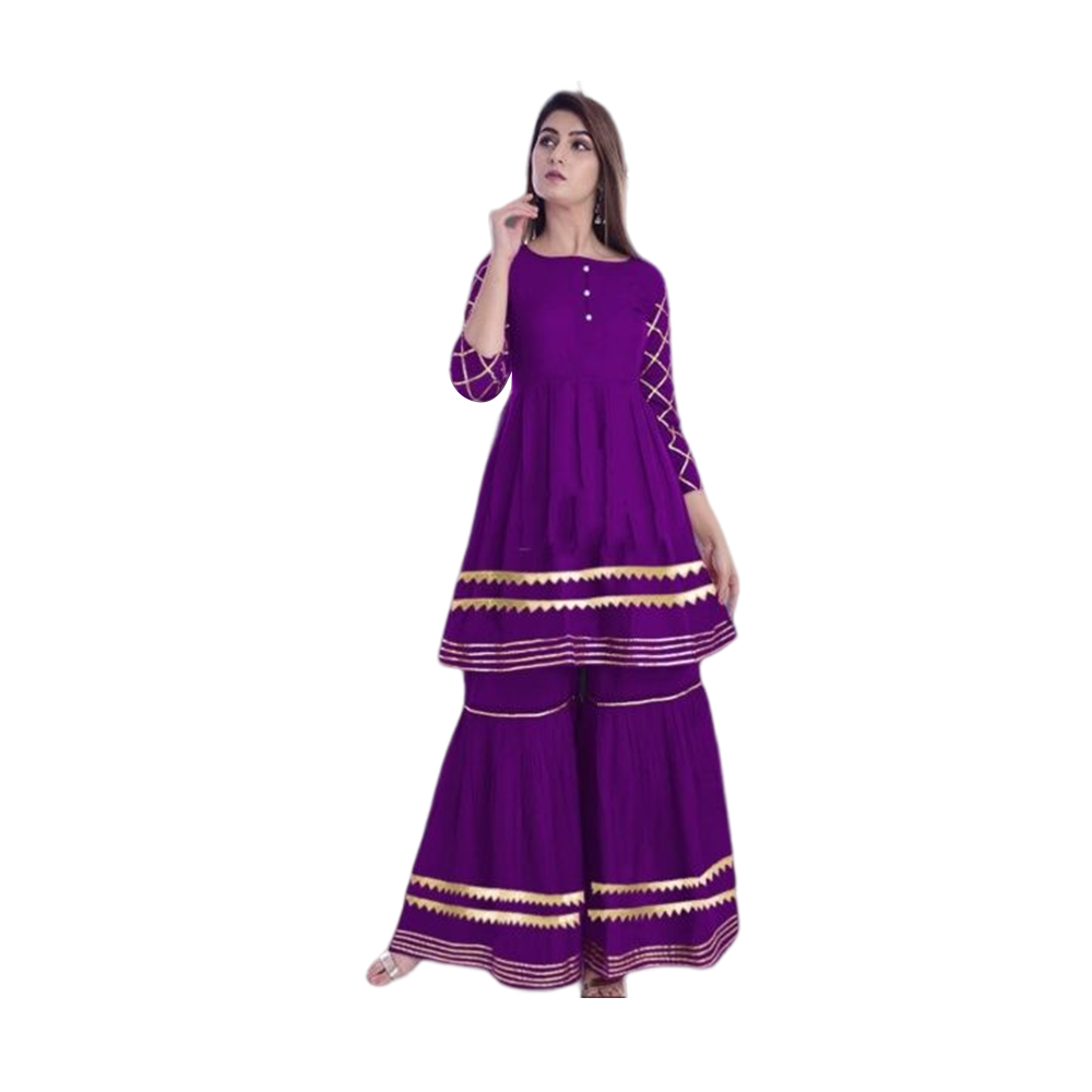 Linen Ready Made Casual Salwar Kameez For Women - BF-16 - Purple