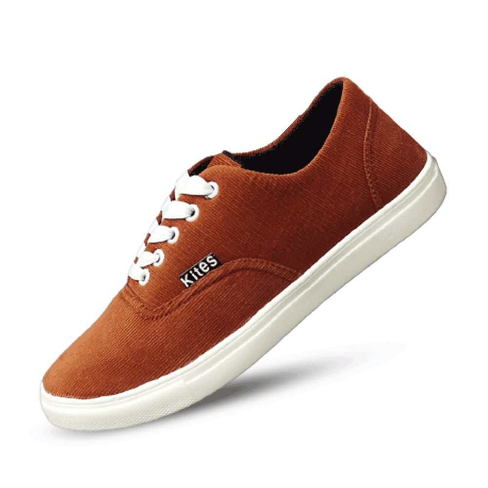 Kites Corduroy Fabric Light Casual Canvas Shoe For Men Orange SK1044