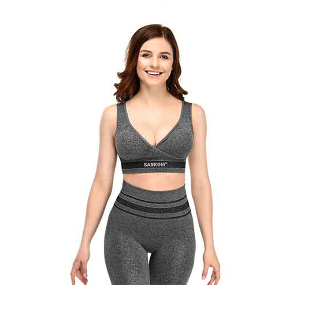Push UP Sports Bra For Women - Gray - BS-13