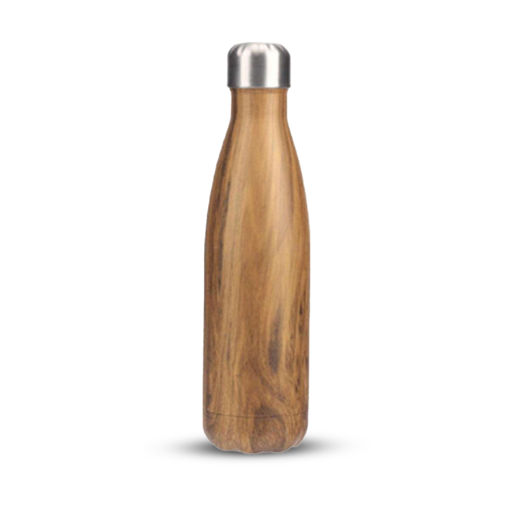 Stainless Steel Double Wall Wood Grain Vacuum Flask - 500 ML - Wooden